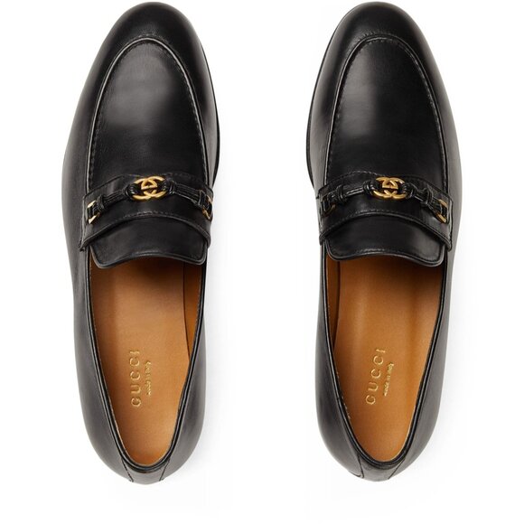 Gucci Women's Interlocking G Apron Toe Loafers Black B - Picture 1 of 9